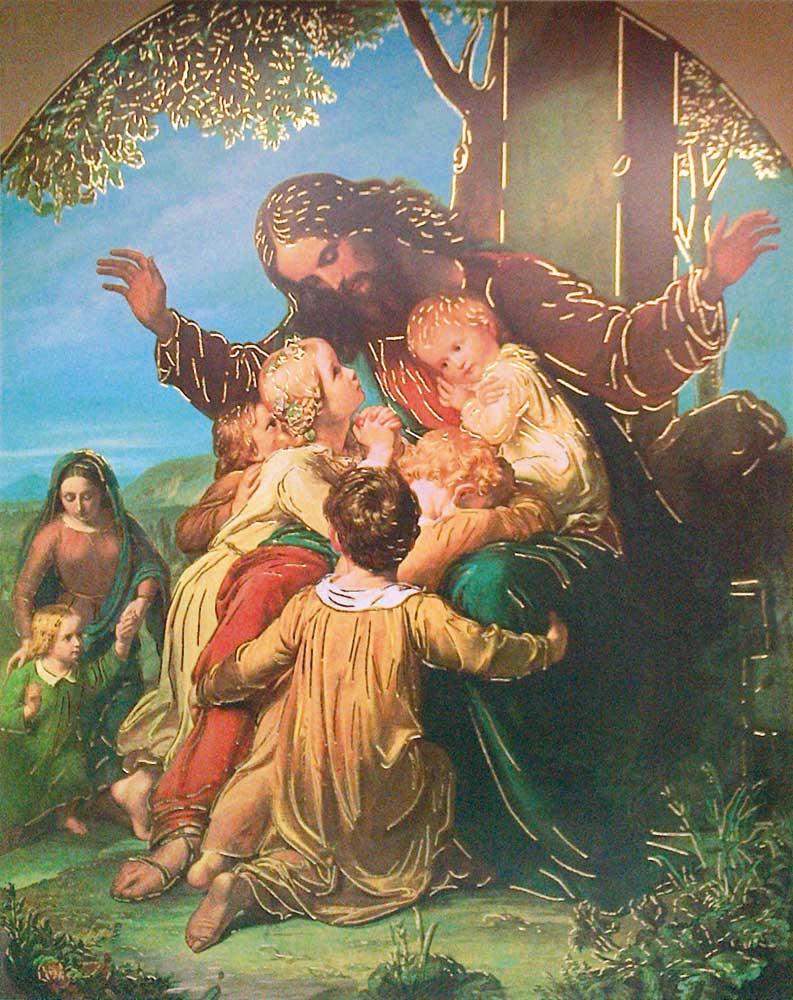 Jesus with Children (by Vogel) High Quality Print with Gold Foil-cm.20x25- 8"x10"- Code PS23G min. order 3 pcs.
