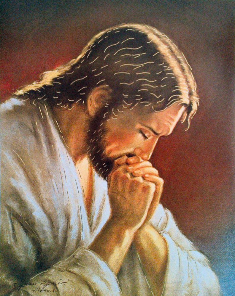 Jesus Praying (by Parisi) High Quality Print with Gold Foil cm.20x25- 8"x10"- Code PS26G - min. order 3 pcs.