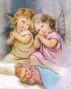 Guardian Angel High Quality Print with Gold cm.20x25- 8"x10"