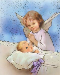 Guardian Angel High Quality Print with Gold cm.20x25- 8"x10"