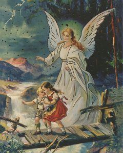 Guardian Angel High Quality Print with Gold cm.20x25- 8"x10"