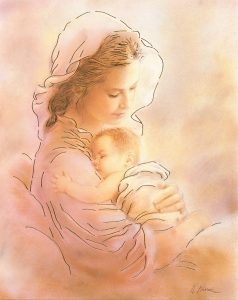 Mother and Child High Quality Print with Gold cm.20x25- 8"x10"