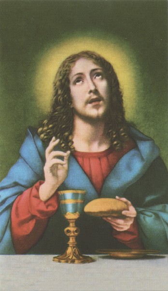 Jesus Communion Holy Card cm.7x12 - 2 3/4" x 4 3/4"