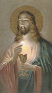 Jesus Communion Holy Card cm.7x12 - 2 3/4" x 4 3/4"
