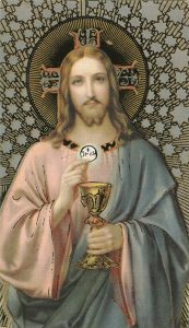 Jesus Communion Holy Card with Gold cm.7x12 - 2 3/4" x 4 3/4"