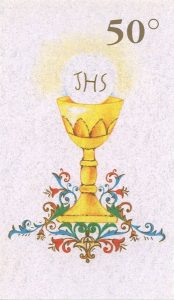 50th Anniversary Symbol Holy Card Blank cm.7x12 - 2 3/4" x 4 3/4"