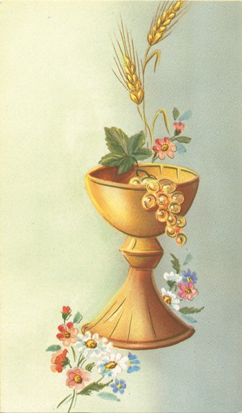 Communion Symbol Holy Card Blank cm.7x12 - 2 3/4" x 4 3/4"