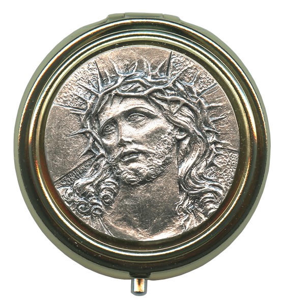 Ecce Homo Metal Gold Plated Pyx with Pewter Picture mm.50- 2"