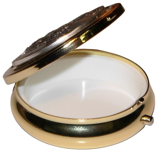 Ecce Homo Metal Gold Plated Pyx with Pewter Picture mm.50- 2"