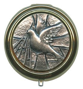 Confirmation Metal Gold Plated Pyx with Pewter Picture mm.50- 2"