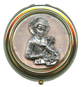 St.Gerard Metal Gold Plated Pyx with Pewter Picture mm.50- 2"