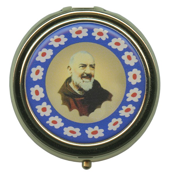Padre Pio Metal Gold Plated Pyx mm.50- 2"