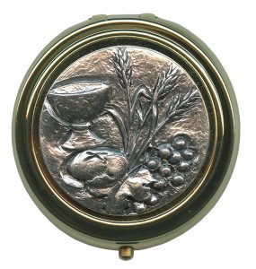 Communion Metal Gold Plated Pyx with Pewter Picture mm.60- 2 1/2"