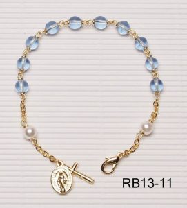 Gold Plated Rosary Bracelet Sapphire