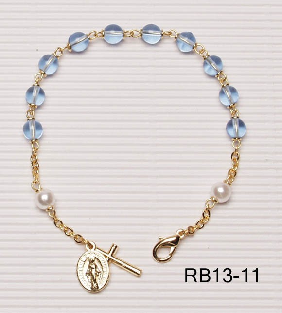 Gold Plated Rosary Bracelet Sapphire