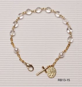 Gold Plated Rosary Bracelet Crystal
