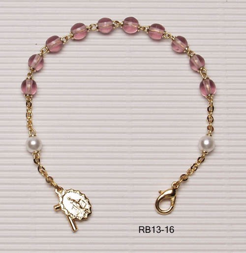 Gold Plated Rosary Bracelet Amethyst