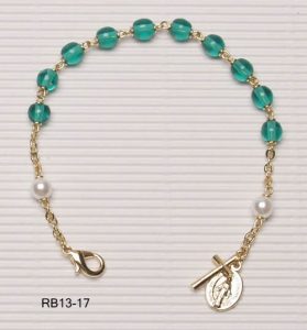 Gold Plated Rosary Bracelet Emerald