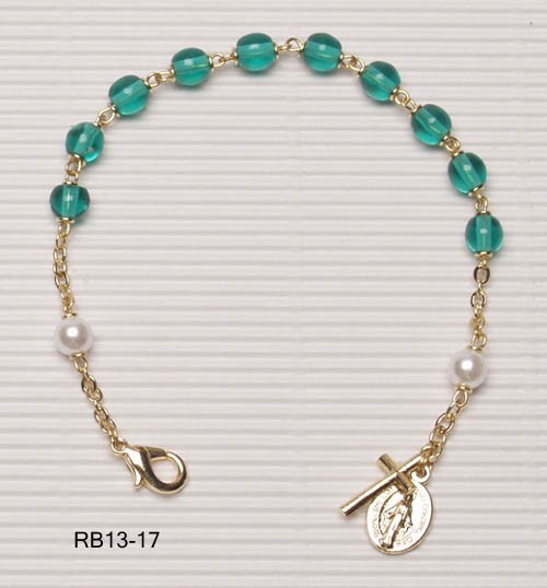 Gold Plated Rosary Bracelet Emerald