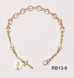 Gold Plated Rosary Bracelet Blue