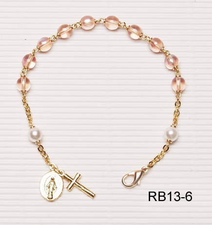 Gold Plated Rosary Bracelet Blue