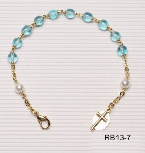 Gold Plated Rosary Bracelet Aqua