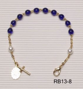 Gold Plated Rosary Bracelet Cobalt