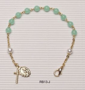 Gold Plated Rosary Bracelet Jade