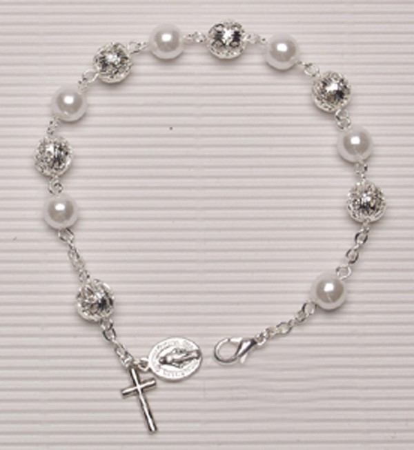 Silver Plated Rosary Bracelet