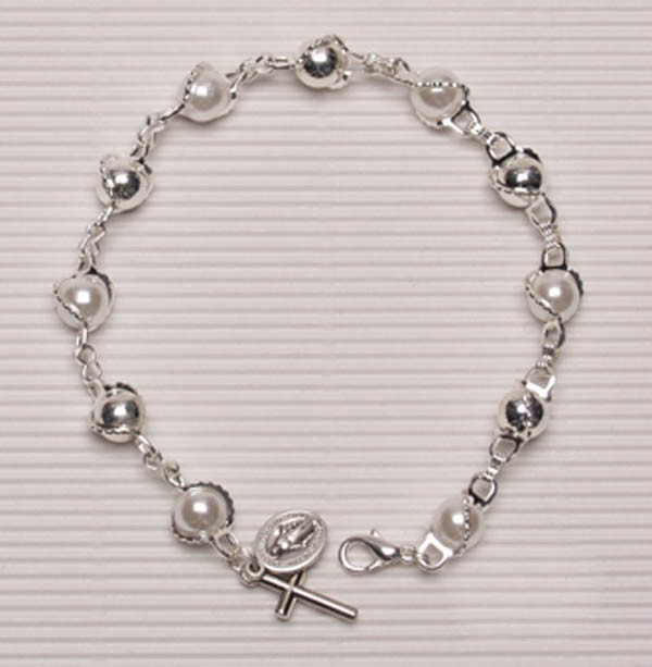 Silver Plated Rosary Bracelet