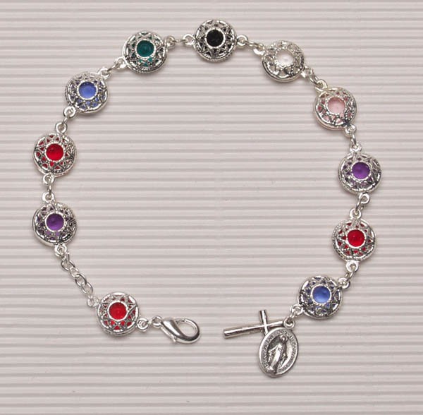 Missionary Rosary Bracelet Silver Plated with Crystal Insert