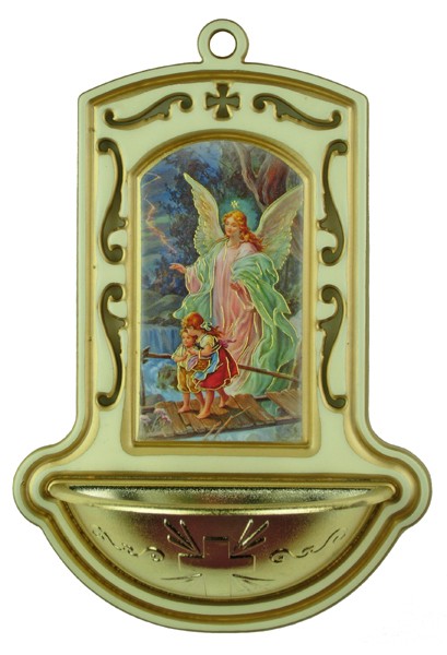 Guardian Angel on Bridge White Water Font cm.9x13 - 3 1/2"x5"
