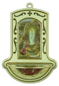 Lourdes White Water Font cm.9x13 - 3 1/2"x5"