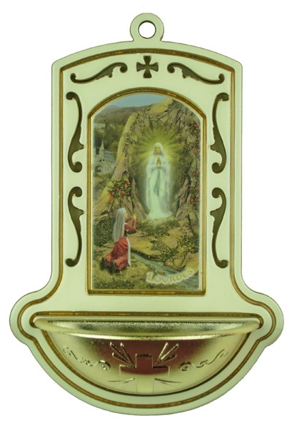 Lourdes White Water Font cm.9x13 - 3 1/2"x5"