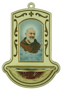 Padre Pio White Water Font cm.9x13 - 3 1/2"x5"