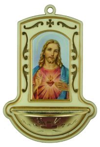 Sacred Heart of Jesus White Water Font cm.9x13 - 3 1/2"x5"