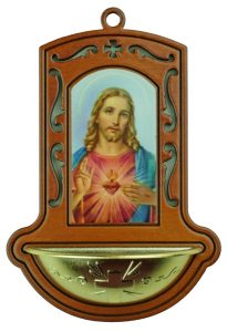 Sacred Heart of Jesus Brown Water Font cm.9x13 - 3 1/2"x5"