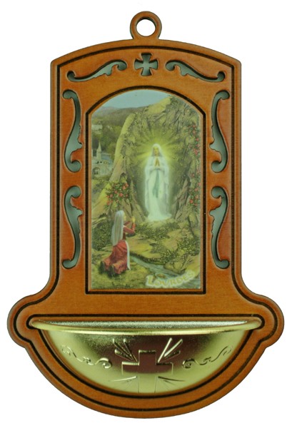 Lourdes Brown Water Font cm.9x13 - 3 1/2"x5"