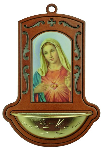 Immaculate Heart of Mary Brown Water Font cm.9x13 - 3 1/2"x5"
