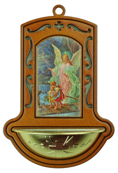 Guardian Angel on Bridge Brown Water Font cm.9x13 - 3 1/2"x5"