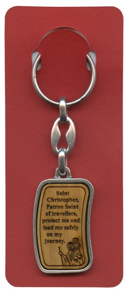 St.Christopher Prayer Keychain cm.3.8x2.5 - 1 1/2"x 1" English