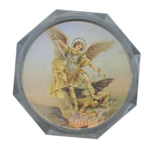 St.Michael Clear Octagon Rosary Box cm.5.4x 2 1/8"