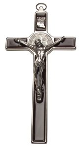 St.Benedict Crucifix Brown Silver Plated cm.19.7 - 7 3/4"