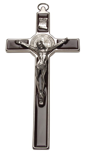 St.Benedict Crucifix Brown Silver Plated cm.19.7 - 7 3/4"