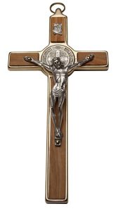 St.Benedict Crucifix Gold and Silver Plated cm.19.7 - 7 3/4"