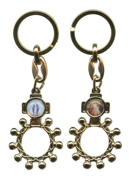 Gold Plated Decade Rosary Keychain cm.5 - 2"