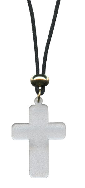 White Cross Pendent with Cord Necklace mm.32 - 1 1/4"