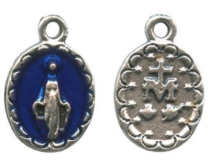 Miraculous Medal Silver Plated with Blue Enamel mm.10 - 7/16"