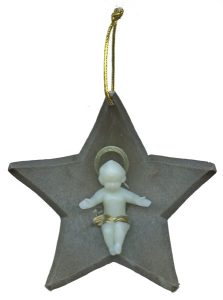 Brown Plastic Star with Luminous Baby Jesus cm.8.5- 3 1/4"