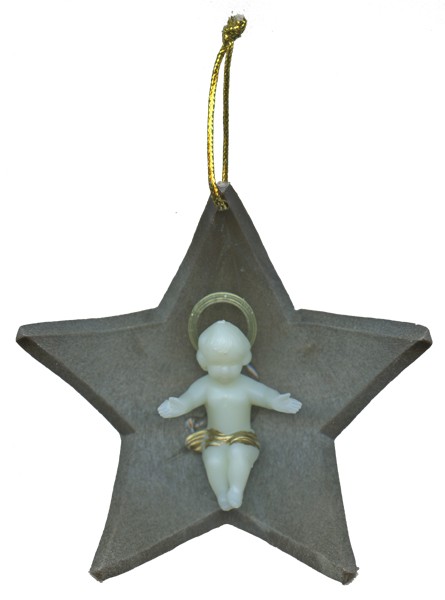 Brown Plastic Star with Luminous Baby Jesus cm.8.5- 3 1/4"